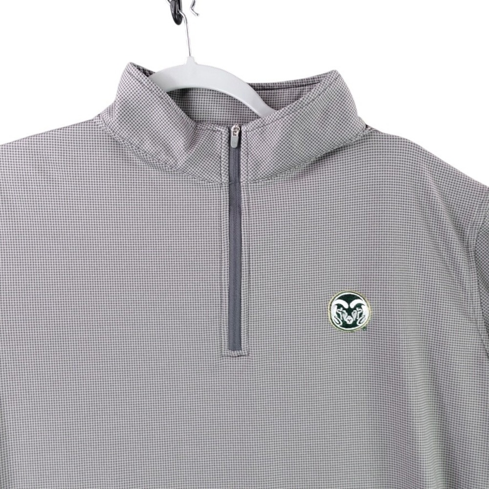Peter Millar 1/4 Zip Pullover Men Large Gray CSU Rams Golf Performance Mock Neck
